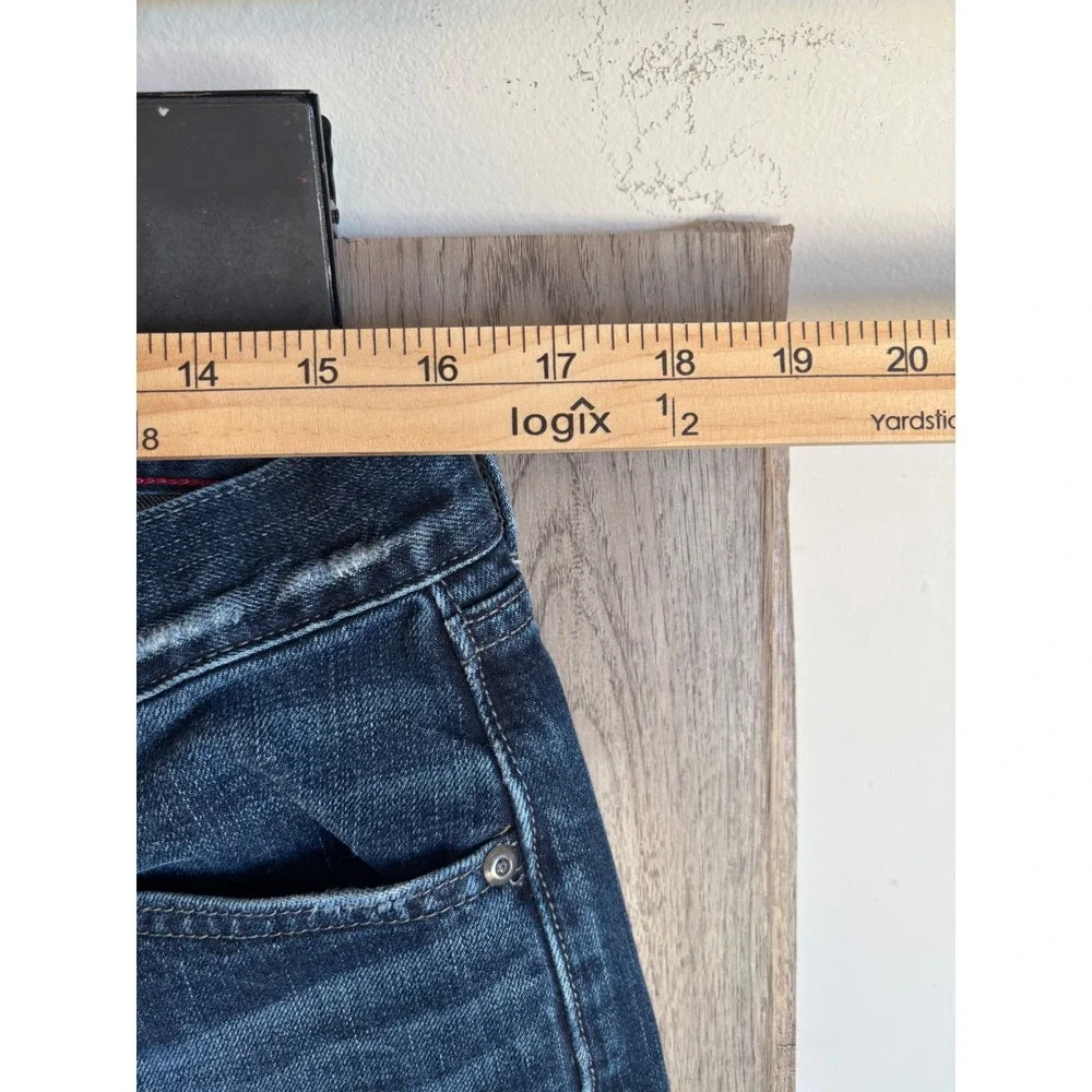 Banana Republic Vintage Straight Mens Dark Wash Distressed Denim Jeans 34x32